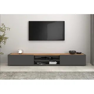 OTTO home Lowboard Garda,TV-Kommode,TV-Möbel,TV-Bank, stehend und hängend, stehend und hängend mit 2 Klappen, 1 Einlegeboden, Breite 210 cm grau