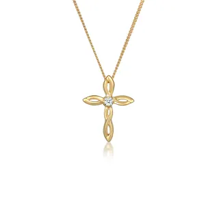 Elli DIAMONDS Kreuz Religion Diamant (0.03 ct.) 585er Gelbgold Ketten Damen