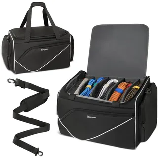TavenRoa DJ-Kabeltasche, DJ Kabel Tasche (45× 32×29cm 5Fächer | Kabelfach,für Musiker,Reise-Gigbag, professionelle DJ-Ausrüstung