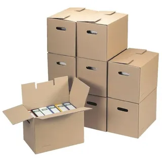 Quali Well Umzugskarton, 10 Stück, für Ordner braun