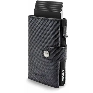 BORZ Prime ® Slim Wallet mit und ohne Münzfach AirTag kompatibel I Kartenetui mit RFID Schutz I Mini Geldbörse Cardholder I Geldbeutel für Karten & Scheine aus echtem Leder für Herren & Damen