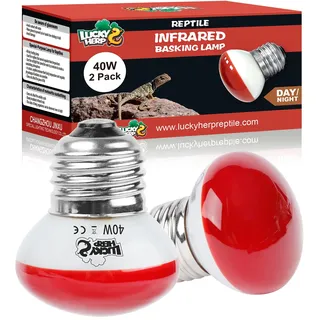 LUCKY HERP Reptilien Infrarotlampe Wärmelampe, Rotlichtlampe Wärmelampe Terrarium 40W 2 Stück, E27 Terrarium Heizung Lampe für Reptilien, Schildkröten, Chamäleons, Eidechsen