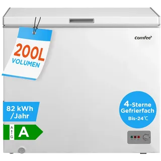 Comfee RCC201WH6(E) Gefriertruhe/82 kWh/Jahr/85cm hoch/200L/Inverter-Kompressor/41dB Geringe Lautstärke/Geeignet für verschiedene Einsatzszenarien/Einstellbarer Temperaturregler/Weiß