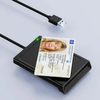 USB Chipkartenleser mit NFC, USB Smart Card Reader Kartenlesegerät DOD Military Kartenleser für den neuen Personalausweis Bankkarten kompatibel mit Windows, Linux, Android,95cm Kabel