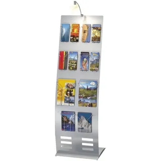 Kerkmann Prospektständer tec-art breit silber DIN A4, 1/3 DIN A4 ohne Fächer Fächer 52,0 x 46,0 x 165,0 cm, 1 St.