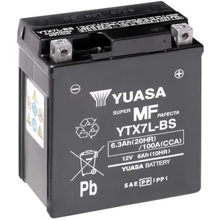 Motorradbatterie Yuasa YTX7L-BS - Wartungsfrei - 12 V 6 Ah - Maße: 114 x 71 x 131 mm kompatibel mit SUZUKI HS125T 125