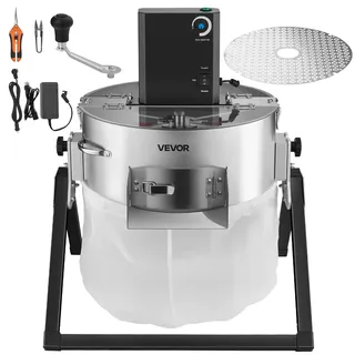 Vevor Erntemaschine, 2-in-1 Manuell & Elektrisch, 370 mm Knospenschneider mit Edelstahlklingen, Nass-Trocken-Hydrokultur-Schneidemaschine mit Trockenrost, für Pflanzenknospen & Blumen