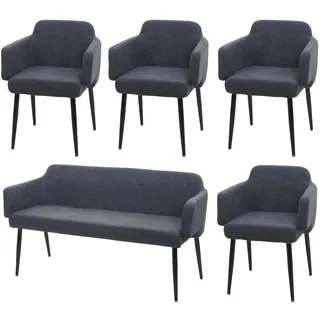 Mendler Esszimmer-Set HWC-L13, 4er-Set Stuhl+Sitzbank Esszimmergruppe Sitzgruppe Esszimmergarnitur, Stoff/Textil ~ anthrazit