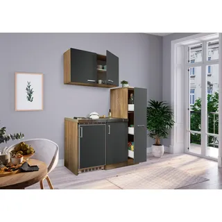 Küche Miniküche Singleküche Küchenzeile Pantry Eiche  Grau Levin 130 cm Respekta