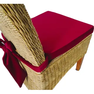 Jacek Kissen mit Schleife Hochwertiges Baumwolle Korbweide stuhlkissen/Gartenstuhl Kissen Sitzkissen 44 x 40 x 5 cm (Bordeaux)