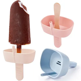 3 Stück Tropffrei Eis am Stiel-Halter für Kinder, MEETRUE Silikon Eis Halter für Kinder Eis am Stiel-Halter mit Strohhalm Eislutscher Halter Silikon BPA-Freie Popsicle Holder für Kinder Kleinkinder