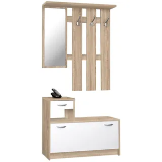 Die Möbelfundgrube Rudolf Garderobe 100 x 180 x 25 cm weiß