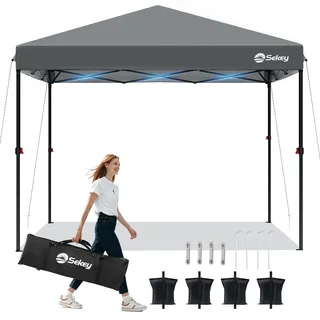 Sekey One-Touch Pop Up Pavillon 3x3 Wasserdicht Stabil Winterfest, Faltpavillon 3x3m mit Verdickten Röhren, Partyzelt Pavillion Klappbar für Camping Festival Party, Schwarz (Grau,