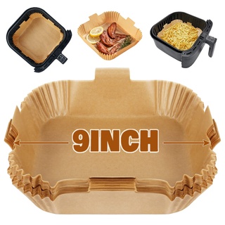 YQL 50 Stück Airfryer Backpapier Quadrat, 20cm Backpapier für Heißluftfritteuse 5L-7,5L, Backpapier für Ninja AF180eu, Philips Airfryer 6,2L, Cosori Airfryer XXL 6,2L, Tefal Easy Fry and Grill 6,5L