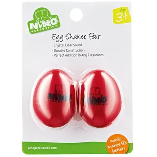 NINO Percussion Egg Shaker Paar – 2 Rasseleier für Kinder ab 3 Jahren – Musikinstrument – Geschenkidee - Kunststoff, Rot