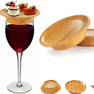Weinglas-Topper, Charcuterie-Weinglas-Topper, Ornamente über Holz-Weingläsern, Lebensmitteltabletts, Weinglas-Topper, Untersetzer für Par, Vorspeisen, Teller, Desserts, 4 Stück