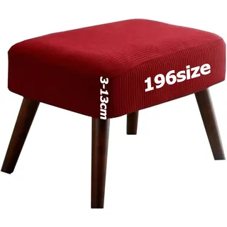Ottomane Bezug Quadratisch Hocker überzug Hockerbezug Ottoman Cover Fußbank Schonbezug Stretch Fußhocker Husse Beschützer Jacquard Sitzhocker mit Elastic Bottom Rund Rechteckig Anpassbar(Rot,60 x 70 c