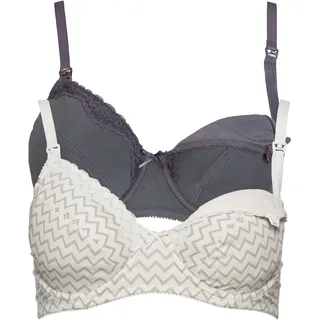bonprix Still-BH BONPRIX "Still BH mit Bügel mit Baumwolle (2er Pack)", Damen, Gr. 90, Cup C, grau (ecru, grau bedruckt, anthrazit), Jersey, Obermaterial: 95% Baumwolle, 5% Elasthan. Futter: 100% Baumwolle.