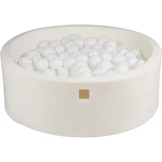 MeowBaby Schaumstoff-Bällebad 90x30 cm mit 200 Bällen - Schneeweiß: Weiß