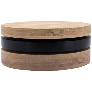 vente-unique Couchtisch rund Schwarz Eiche 80 x 32,5 x 80 cm