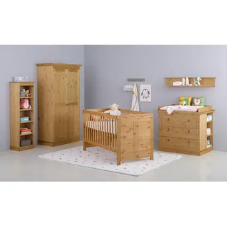 OTTO home Babyzimmer-Komplettset OTTO HOME "Indra, FSC zertifiziertes Massivholz, zum Jugendzimmer umgestaltbar", beige (natur), B:391cm H:187cm T:54cm, Massivholz, Schlafzimmermöbel-Sets, Babyzimmer-Komplettset