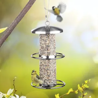 Hi Haushalt International Edelstahl Vogelfutterstation zum Aufhängen 14x27,5 cm