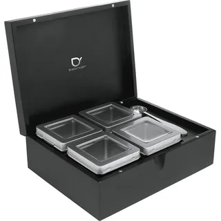 Bredemeijer 184005 Teebox mit 4 Teedosen & Teemaßlöffel schwarz (Zubehör Kaffeemaschine)