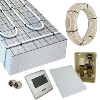 Howatech Fußbodenheizung TAC Warmwasser Komplettset E-Regelbox Digital 5 m2 Weiß