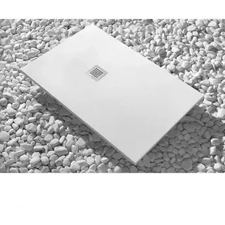 Duschwanne Line, 70 x 150 cm, weiß, dünn, Höhe 3 cm, weiß, aus Marmorharz und Ablaufgarnitur inklusive, alle Größen erhältlich