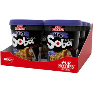 Nissin Cup Noodles Soba BIG – Yakitori Chicken, 6er Pack, Wok Style Instant-Nudeln japanischer Art, mit Würzsauce, Hähnchen & Gemüse, schnell im Becher zubereitet, asiatisches Essen (6 x 113 g)