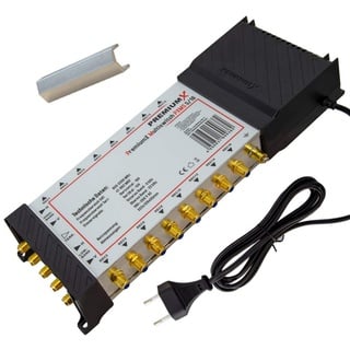 Premium X Multischalter Set 5/16 Multiswitch F-Montageschlüssel, Signalverteiler 1 SAT für 16 Teilnehmer