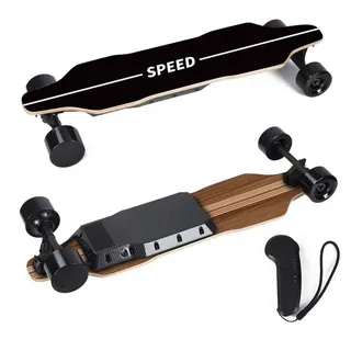 ExploTex Elektro Skateboard, Vierrädriges Longboard mit Zwei 450W Nabenmotoren, Wasserdichtes, Stoßabsorbierendes Skateboard, Maximale Belastung 100KG,