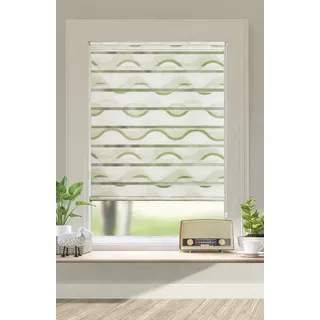 MY HOME »Welle« Lichtschutz Sichtschutz Verdunkelung ohne Bohren freihängend Fixmaß, Klemmfix-Duo-Rollo, Doppelrollo "Welle", Klemmträger