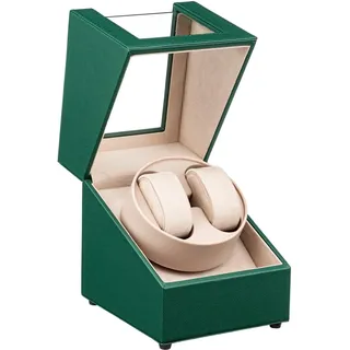 Tolesum Uhrenbeweger 2 Uhren,USB Automatik Uhrenbeweger, Watch Winder für Herren und Damen,Zwei Wickelschwingmodi für Automatikuhren PU Leder mit Leisem Motor-Grün
