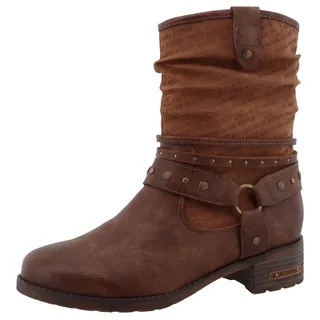 Mustang Winterboots MUSTANG SHOES "Fabienne", Damen, Gr. 37, dunkelbraun, Lederimitat, used, Schuhe Winterboots, Stiefelette, Westernboots im Used-Look
