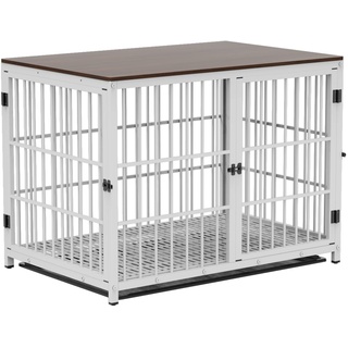 Bingo Paw - xxl Hundekäfig Schrank Holz Hundebox für große Hunde, Hundehütte Hundehaus mit Tischoberfläche, Weiß