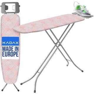 Kadax Tischbügelbrett 110x30cm - Stabiler Bügeltisch mit stabilen Beinen (Lachsfarbe) Dunkelblau/Blau/Orange