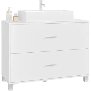 eSituro Waschbeckenunterschrank, mit 2 Schubladen, 80x30x60 cm, Weiß | Badezimmer Unterschrank Waschbecken, Waschtischunterschrank freistehend, Badunterschrank