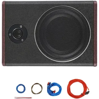 Madelynn Untersitz Auto Subwoofer 200W Bass Box Aktiv Subwoofer 40Hz–200Hz Audiozugang Untersitz Leistungsverstärker Lautsprecher Stereo mit Audioleitung für PKWs, Jeeps