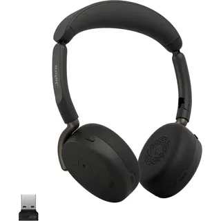 JABRA Evolve3 65 Flex MS Schwarz Kabelloses Bluetooth-Headset, USB-A Dongle, ANC, faltbar, Microsoft Teams zertifiziert