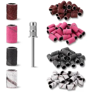 100 Stück Schleifkappen Nagelfräser, Schleifhülsen Nagelfräser, 80/120/180/240 Grid, Nagelfräser Aufsätze, Nagelfräser Bits, Fräser Nägel Aufsätze für Maniküre Pediküre Nagelpflege