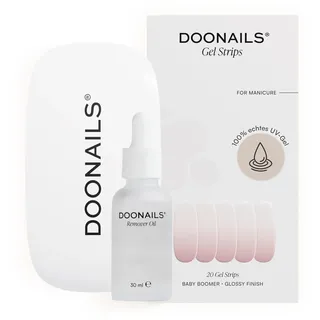 Doonails – Gel Strips Starter Spar Set für die 20-Minuten Gel-Maniküre – Inkl. Babyboomer Design, UV-Lampe, & Entferner-Öl – Natürlichstes Maniküre-Ergebnis für Zuhause – Für 2 Anwendungen