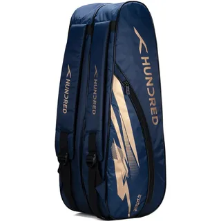 Hundred Cosmogear Badminton Kit-Tasche (Navy) Doppelter Reißverschluss | Tasche mit Reißverschlusstasche vorne | Material: Polyester | Gepolsterte Rückentragegurte | Leicht zu tragender Griff