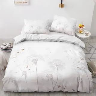 GEDAEUBA Pusteblume Bettwäsche 155x220 Sommer - Blumen Bettbezug 2er Set, Wendebettwäsche und Kissenbezug 80x80, Weiche & Atmungsaktive Mikrofaser Bettwäsche-Sets mit Reißverschluss