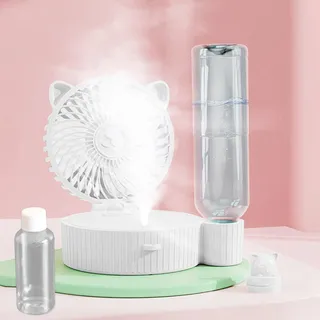 Snrtevu Mini Ventilator Zum Umhängen Für Frauen,Kinder, Mini-Ventilator Zum Umhängen Oder Aufstellen, Ventilator Mit Wasserkühlung Zum Mitnehmen, 5 Geschwindigkeiten, Faltbar (WHITE-2)