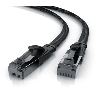 Primewire CAT 8.1 Netzwerkkabel Flach 40 Gbits, Baumwollmantel, LAN Kabel Patchkabel, Gigabit RJ45 Ethernet Cable, Flachbandkabel, Verlegekabel - 15m