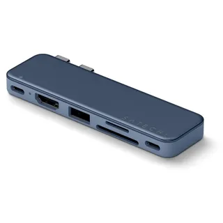 SATECHI 6-in-2 USB-C Snap-Hub für MacBook Neo, Indigo | 45-W-PD, HDMI 4K@60 Hz, Dual-USB-C Anschluss - Blau