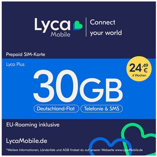 Lyca Mobile Plus Prepaid Smartphone Sim Karte ohne Vertrag weiß Weiß LTE