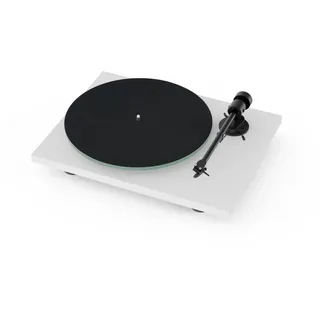 Pro-Ject T1 EVO Plattenspieler – Riemenantrieb, Aluminium-Tonarm, Ortofon OM 10 Tonabnehmer, Staubabdeckung (Satin Weiß)