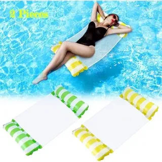 Pair Pool-hängematte Für Erwachsene, 2-teilig, Aufblasbare 4-in-1-schwimmhängematte, Vielseitig Einsetzbare Wasserhängematte, Faltbar, Tragbar, Ultraleicht, Grün Und Gelb